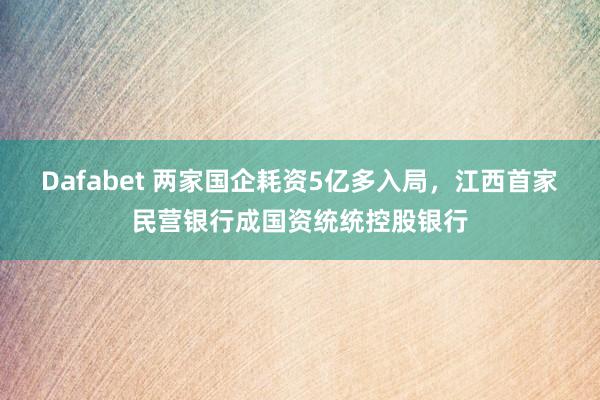 Dafabet 两家国企耗资5亿多入局，江西首家民营银行成国资统统控股银行
