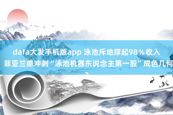 dafa大发手机版app 泳池斥地撑起98％收入，菲亚兰德冲刺“泳池机器东说念主第一股”成色几何？