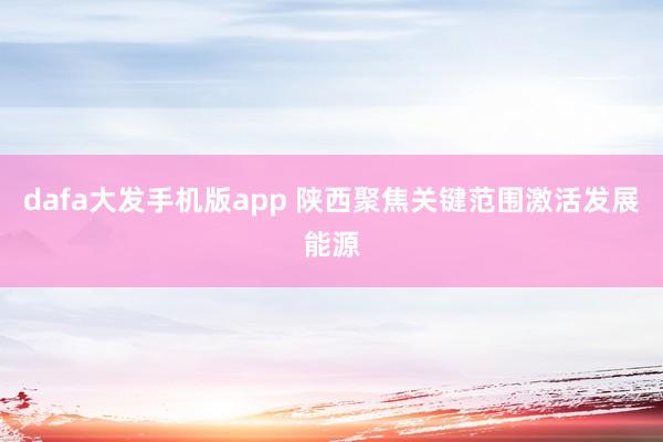 dafa大发手机版app 陕西聚焦关键范围激活发展能源