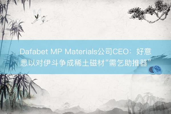 Dafabet MP Materials公司CEO：好意思以对伊斗争成稀土磁材“需乞助推器”